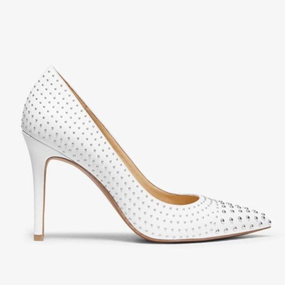 Michael Kors Shoes - MICHAEL Michael Kors Claire Studded Leather Pump Heels White 9.5 NIB